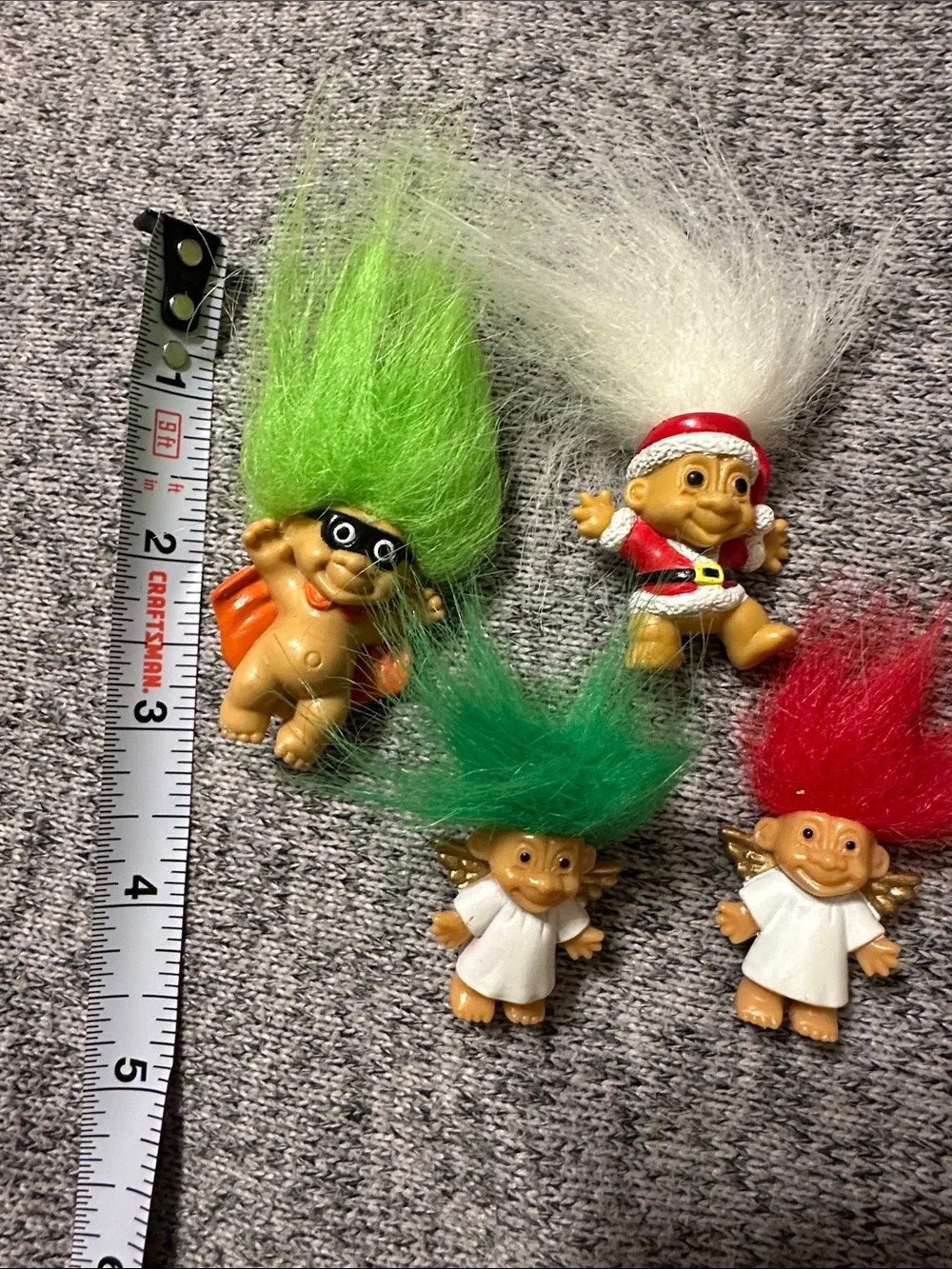 Russ Mini Troll Doll Lot with Green, Red, White Hair